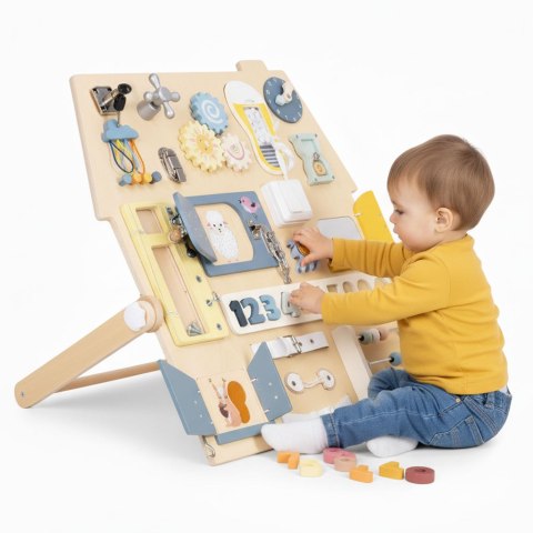 DUŻA DREWNIANA TABLICA MANIPULACYJNA SENSORYCZNA DLA DZIECI PANEL EDUKACYJNY XL