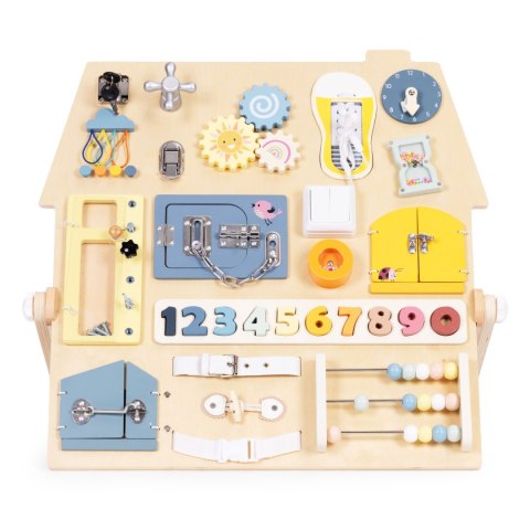 DUŻA DREWNIANA TABLICA MANIPULACYJNA SENSORYCZNA DLA DZIECI PANEL EDUKACYJNY XL