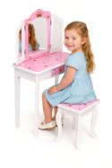 DUŻA TOALETKA ZABAWKOWA DLA DZIEWCZYNKI POTRÓJNE LUSTRO TABORET SZUFLADA ECOTOYS