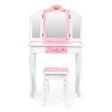 DUŻA TOALETKA ZABAWKOWA DLA DZIEWCZYNKI POTRÓJNE LUSTRO TABORET SZUFLADA ECOTOYS