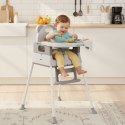 FOTELIK KRZESEŁKO DO KARMIENIA DZIECI 3W1 PODWÓJNA TACKA 5-PUNKTOWE PASY SZARY ECOTOYS