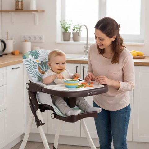 FOTELIK KRZESEŁKO DO KARMIENIA DZIECI SKŁADANE + ZABAWKI ECOTOYS