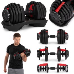 HANTEL REGULOWANY ŻELIWNY Z PODSTAWKĄ OBCIĄŻENIE 2,5-24 KG MODERNHOME