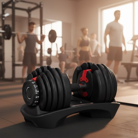 HANTEL REGULOWANY ŻELIWNY Z PODSTAWKĄ OBCIĄŻENIE 2,5-24 KG MODERNHOME