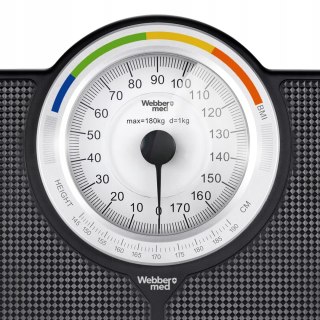 KLASYCZNA WAGA ŁAZIENKOWA MECHANICZNA ANALOGOWA DO 180 KG CZARNA WEBBER BMI