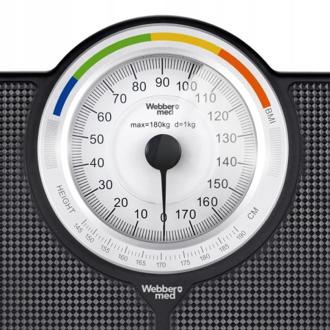 KLASYCZNA WAGA ŁAZIENKOWA MECHANICZNA ANALOGOWA DO 180 KG CZARNA WEBBER BMI