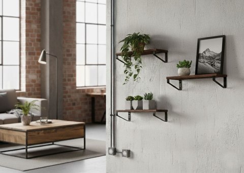 KWIETNIK ŚCIENNY 3 PÓŁKI WISZĄCE NA KWIATY OZDOBY LOFT MODERNHOME