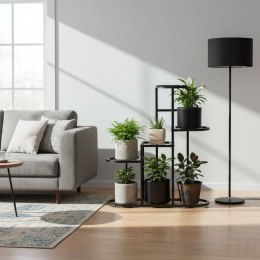 KWIETNIK STOJĄCY STOJAK NA KWIATY OZDOBY 5 POZIOMÓW CZARNY MODERNHOME