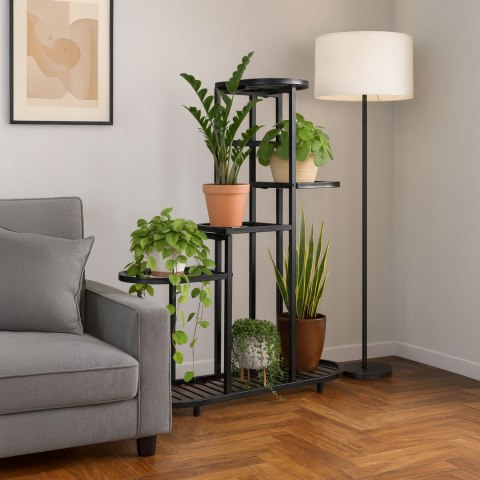 KWIETNIK STOJĄCY STOJAK NA KWIATY OZDOBY 5 POZIOMÓW CZARNY MODERNHOME