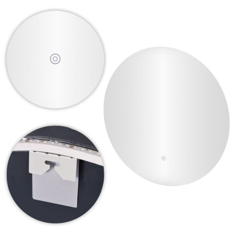 LUSTRO ŁAZIENKOWE LED OKRĄGŁE ŚCIENNE 60 CM 3 BARWY WŁĄCZNIK DOTYKOWY MODERNHOME
