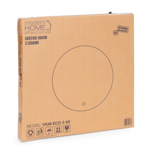 LUSTRO ŁAZIENKOWE LED OKRĄGŁE ŚCIENNE 60 CM 3 BARWY WŁĄCZNIK DOTYKOWY MODERNHOME