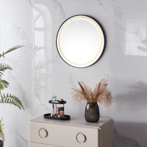 LUSTRO ŁAZIENKOWE LED OKRĄGŁE ŚCIENNE 60 CM 3 BARWY WŁĄCZNIK DOTYKOWY REGULACJA JASNOŚCI MODERNHOME