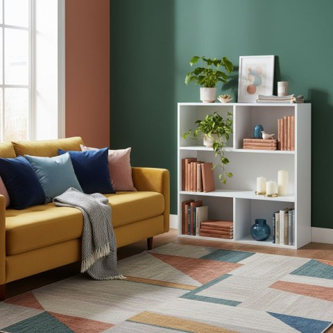 NOWOCZESNY REGAŁ STOJĄCY DO SALONU I SYPIALNI 3 POZIOMY BIAŁY MODERNHOME