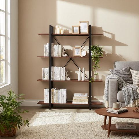 REGAŁ LOFTOWY INDUSTRIALNY DO SALONU BIURA 4 PÓŁKI METALOWA RAMA MODERNHOME