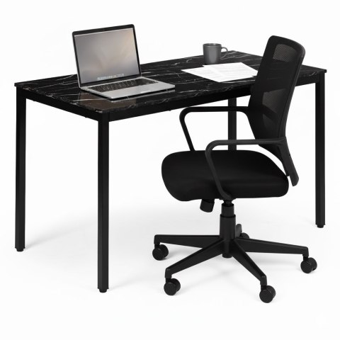 STÓŁ DO KUCHNI JADALNI DLA 4-5 OSÓB BIURKO KOMPUTEROWE 120X60 CM CZARNY MARMUR MODERNHOME