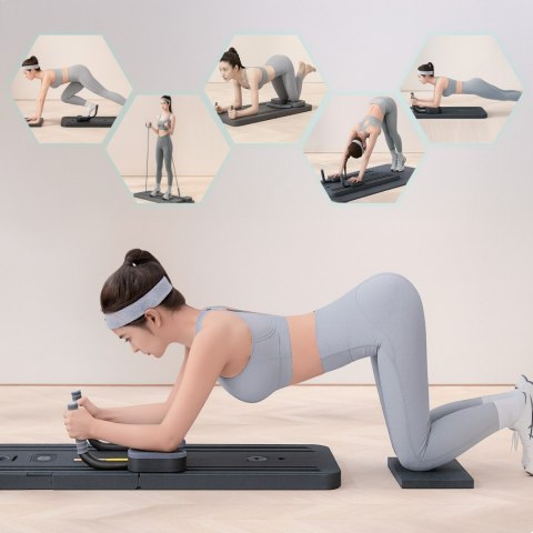 WIELOFUNKCYJNA DESKA DO ĆWICZEŃ PILATES REFORMER SKŁADANY WYŚWIETLACZ LCD ESKPANDERY MODERNHOME