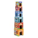 WIEŻA DO UKŁADANIA PIRAMIDA MIASTO SORTER Z FIGURKAMI I POJAZDAMI 18 ELEMENTÓW