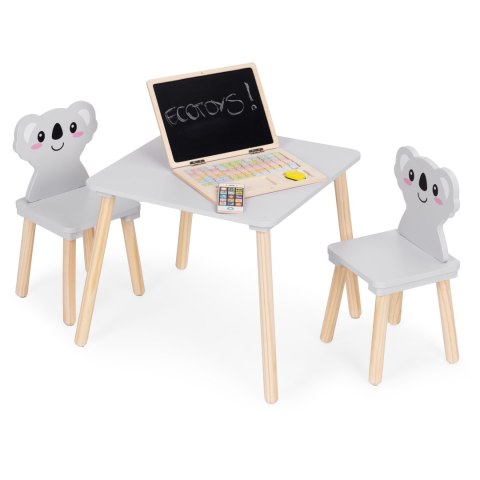 ZESTAW MEBLI DLA DZIECI STOLIK + 2 KRZESŁA KOALA ECOTOYS