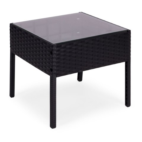 ZESTAW MEBLI OGRODOWYCH 2 FOTELE + STOLIK SZKŁO HARTOWANE CZARNY MULTIGARDEN