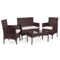 ZESTAW MEBLI OGRODOWYCH STÓŁ ŁAWKA FOTELE BRĄZOWY MULTIGARDEN