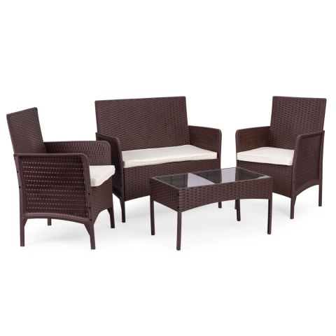 ZESTAW MEBLI OGRODOWYCH STÓŁ ŁAWKA FOTELE BRĄZOWY MULTIGARDEN