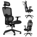 Fotel biurowy obrotowy wyprofilowane oparcie i zagłówek regulacja wysokości czarny ModernHome