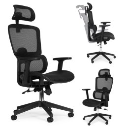 Fotel biurowy obrotowy wyprofilowane oparcie i zagłówek regulacja wysokości czarny ModernHome