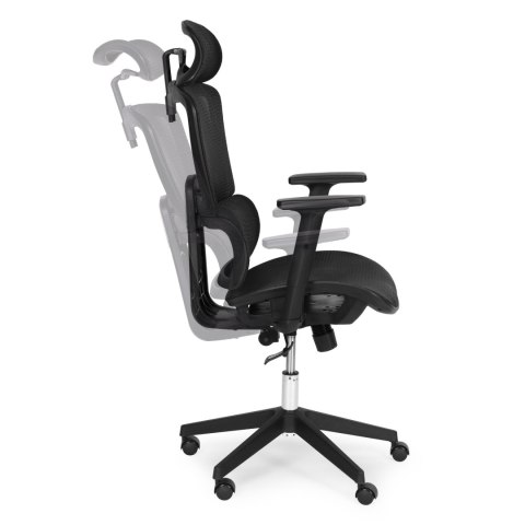 Fotel biurowy obrotowy wyprofilowane oparcie i zagłówek regulacja wysokości czarny ModernHome