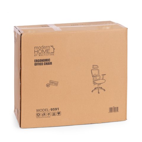 Fotel biurowy obrotowy wyprofilowane oparcie i zagłówek regulacja wysokości czarny ModernHome