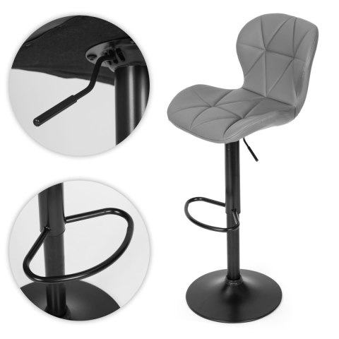 Hoker stołek barowy obrotowy regulacja wysokości podnóżek szary ModernHome