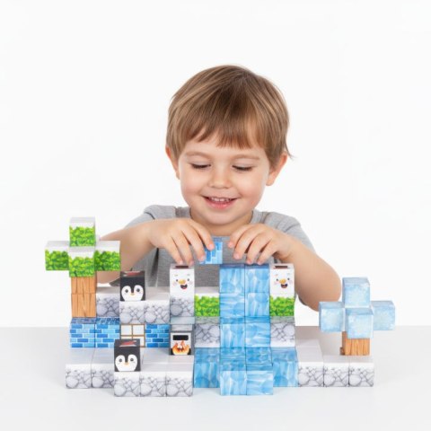 Klocki magnetyczne konstrukcyjne dla dzieci zestaw 97 elementów - Zima