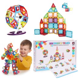 Klocki magnetyczne konstrukcyjne domek autko przyczepka 130 elementów