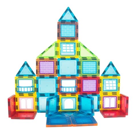 Klocki magnetyczne konstrukcyjne domek autko przyczepka 130 elementów