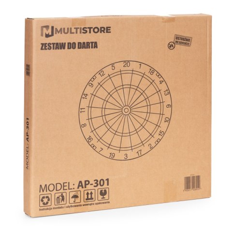 Tarcza do darta gry w rzutki lotki tablica sizalowa 46 cm zestaw 6 rzutek