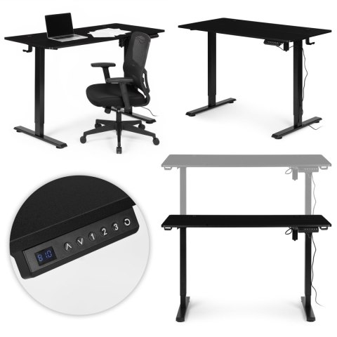 Biurko elektryczne stojące 120x60 cm regulacja wysokości 72-117 cm czarne ModernHome