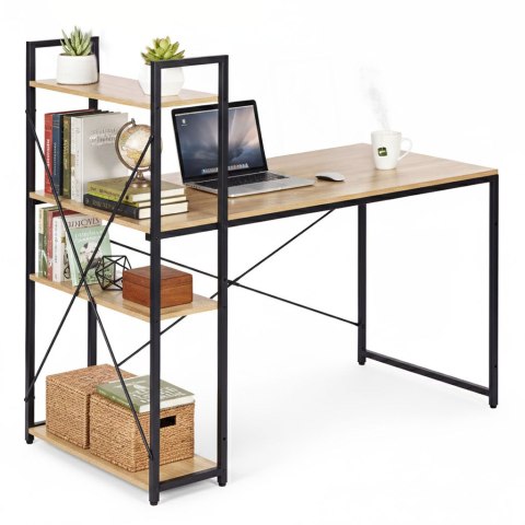 Biurko komputerowe szkolne 120x60 cm regał z 3 półkami loft ModernHome