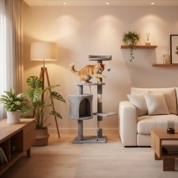 Drapak dla kota legowisko słupek wieża do drapania domek 110 cm szary Petsi