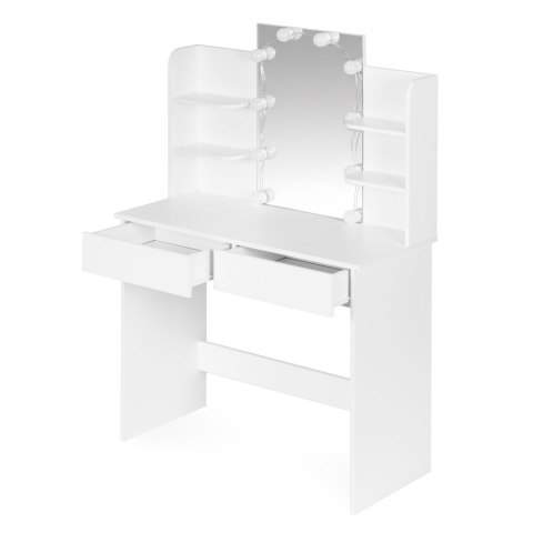 Duża toaletka kosmetyczna z lustrem i oświetleniem LED 3 barwy regulacja jasności ModernHome