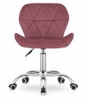 Krzesło obrotowe biurowe z szerokim oparciem welur aksamit ciemno-różowe