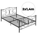 Łóżko metalowe 140x200 cm ze stelażem czarna rama kryształy ModernHome