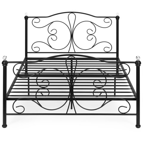 Łóżko metalowe 140x200 cm ze stelażem czarna rama kryształy ModernHome