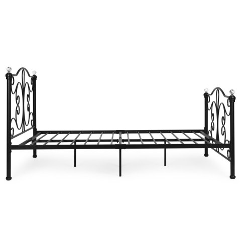 Łóżko metalowe 140x200 cm ze stelażem czarna rama kryształy ModernHome