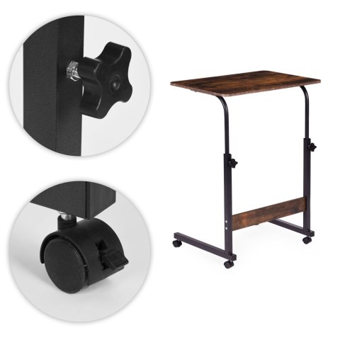 Mobilny stolik pod laptopa biurko dostawiane do fotela postarzany orzech ModernHome