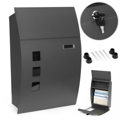Skrzynka na listy pocztowa ścienna stal galwanizowana antracyt ModernHome