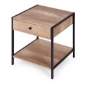 Szafka nocna z szufladą i półką stolik kawowy jasny dąb loftowy ModernHome