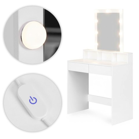 Toaletka kosmetyczna z lustrem i oświetleniem LED 3 barwy regulacja jasności ModernHome