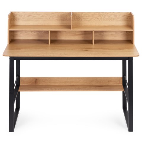 Biurko komputerowe 120x60 cm nadstawka 5 półek jasny dąb loftowe ModernHome