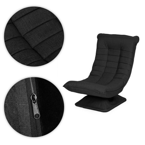 Fotel obrotowy wypoczynkowy regulowany leżanka do salonu czarny ModernHome