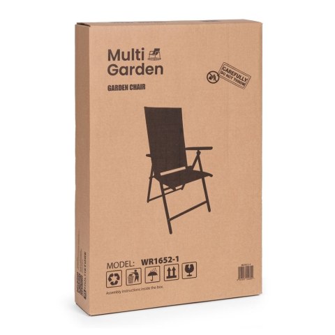 Krzesło ogrodowe składane stalowe z regulacją oparcia czarne MultiGarden