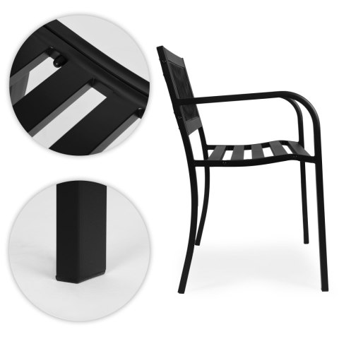 Ławka ogrodowa z ażurowym oparciem 120x50 cm metalowa parkowa czarna MultiGarden